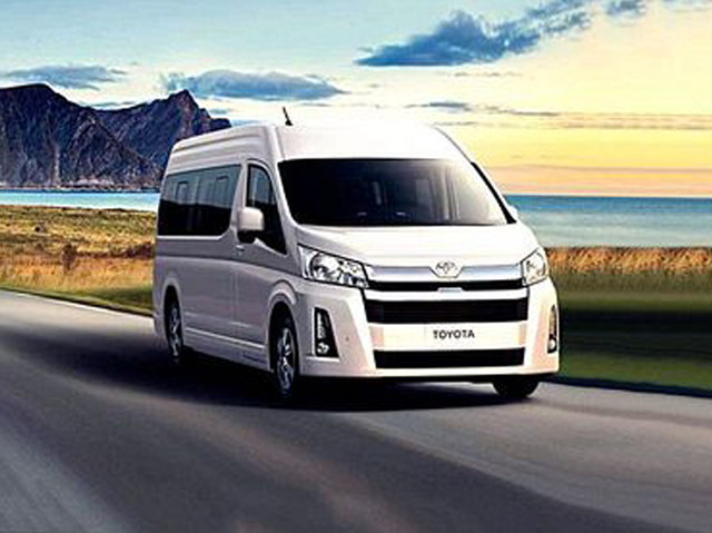 Car driving through city streets